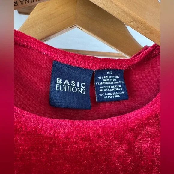 Basic Editions Y2K Red Velvet Valentines Dress 4-5T - Picture 5 of 7
